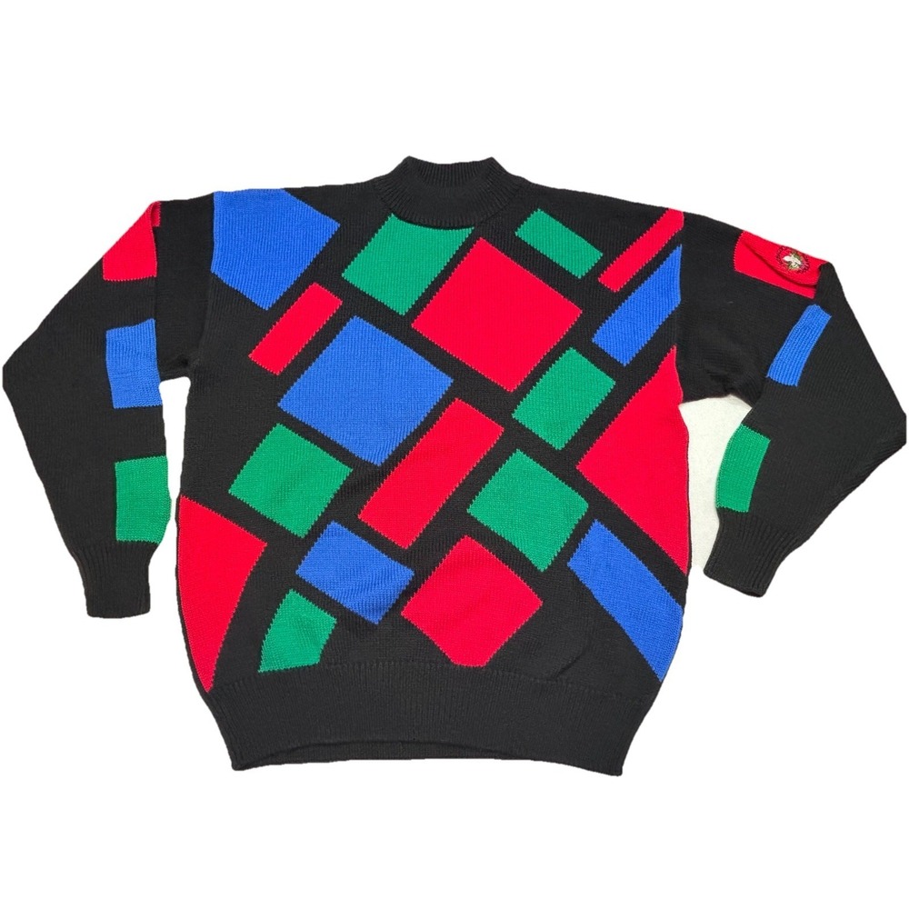 Vintage Aureus Sweater L Colorblock Geometric 90s Golf Nemacolin Woodlands‎